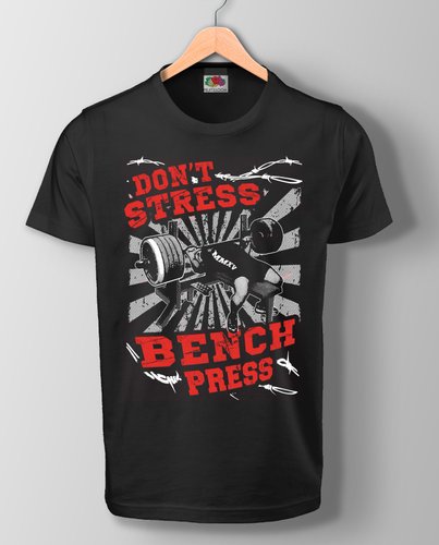 Футболка чоловіча Don`t stress - bench press (Black) SF-31-08-08-S фото